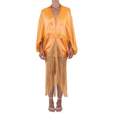 MORPHEW COLLECTION Mayan Gold Silk Charmeuse Cocoon With Fringe