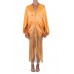 MORPHEW COLLECTION Mayan Gold Silk Charmeuse Cocoon With Fringe