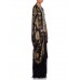 Morphew Collection Black, Gold & Cream Metallic Silk Lamé Cocoon With Fringe And Silver Vintage Clasp