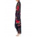 Morphew Collection Red & Black Silk Hand Embroidered Floral Cocoon