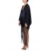 MORPHEW COLLECTION Black Silk Charmeuse Cocoon With Fringe