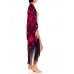 Morphew Collection Black & Red Silk Embroidered Floral Cocoon With Fringe