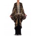 Morphew Collection Black, Gold & Cream Metallic Silk Lamé Cocoon With Fringe And Silver Vintage Clasp