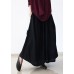 black retro drawstring folds gradient loose large size wide leg pants thick cotton linen skirt pants