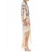 Morphew Collection Cream Hand Embroidered Silk Cocoon With Blue Cut Velvet Trim