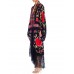 Morphew Collection Red & Black Silk Hand Embroidered Floral Cocoon