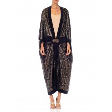 Morphew Collection Black & Gold Silk Lurex Lamé Cocoon Made From 1970'S Fabric With Victorian Clasp