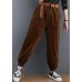 Beautiful casual pants unique chocolate Sewing pockets thick pants