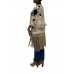 Morphew Collection Cream & Black Silk Hand Embroidered Floral Cocoon With Fringe