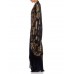 Morphew Collection Black, Gold & Cream Metallic Silk Lamé Cocoon With Fringe And Silver Vintage Clasp