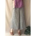 French Summer Women Pants Vintage Gray Striped Fabrics Pockets Pant