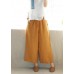 French Spring Women Pants Plus Size Yellow Design Elastic Waist Pockets Wild Pants