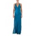 MORPHEW COLLECTION Lyons Blue Silk Charmeuse Bias Cut Slip Gown