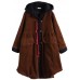 Women Tea Green hooded Button Pockets Patchwork Winter Cotton Parka Long sleeve Coat