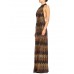 MORPHEW COLLECTION Copper & Gold Backless Disco Gown With Slit Made From 1970S Sequin Fabric