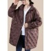 Coffee Stand Collar Button Loose Winter Puffers Long Down Jacket