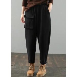 DIY women's black Gifts pockets harem pants