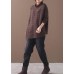 Comfy chocolate clothes high neck thick Loose fitting knitted blouse