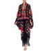 Morphew Collection Red & Black Silk Hand Embroidered Floral Cocoon