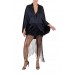 MORPHEW COLLECTION Black Silk Charmeuse Cocoon With Fringe