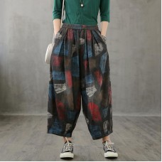 Loose high-waisted jeans children's  red printed wide-leg pants