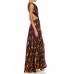 Morphew Collection Black & Orange Rayon/Lurex Fil Coupé Metallic Cut-Out Backless Gown